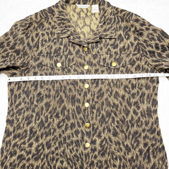 LAURA ASHLEY Tan Brown Cheetah Animal Print Button Down Blazer Jacket Large - Picture 4 of 8
